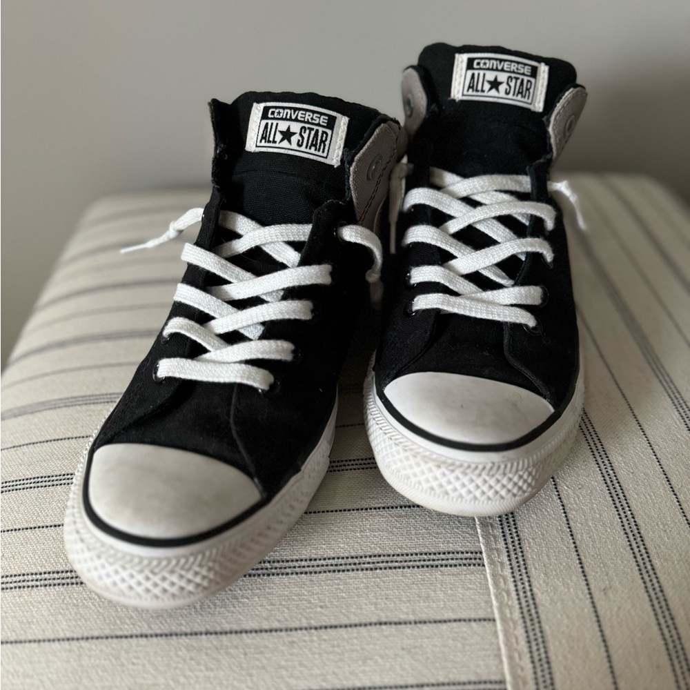 Converse Black and Gray Sneakers with Diamond Tread Pattern